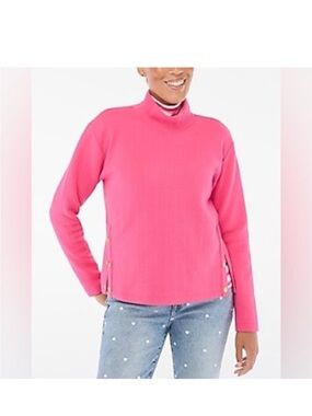 J. Crew Bright Pink Mock Neck Sweater